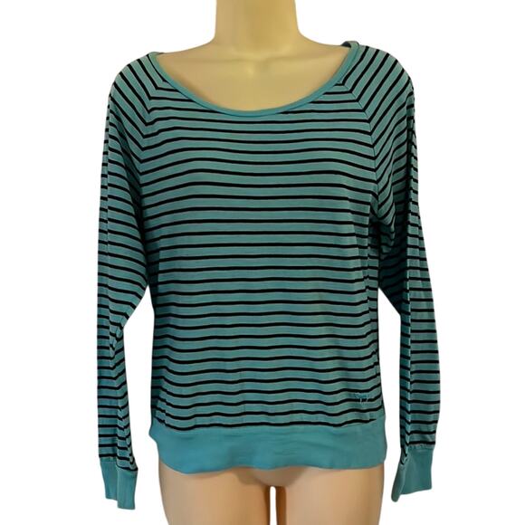 Pink Victoria’s Secret Size XS Blue Striped Knit Top Long Sleeves - Picture 1 of 9